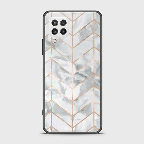 Samsung Galaxy A22 Cover - White Marble Series 2 - HQ Ultra Shine Premium Infinity Glass Soft Silicon Borders Case