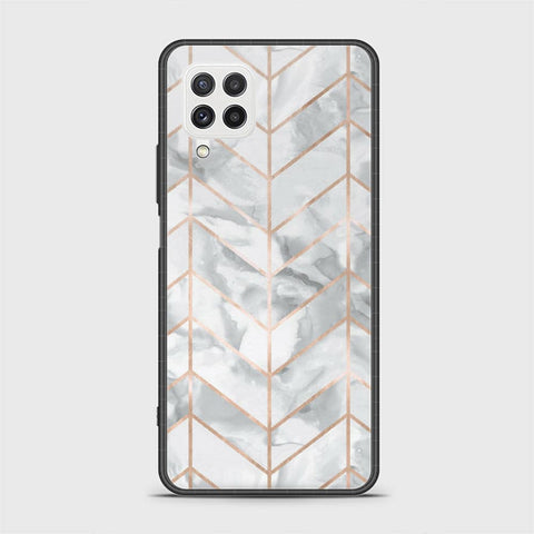 Samsung Galaxy M22 Cover - White Marble Series 2 - HQ Ultra Shine Premium Infinity Glass Soft Silicon Borders Case