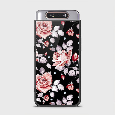 Samsung Galaxy A80 Cover - Floral Series - HQ Ultra Shine Premium Infinity Glass Soft Silicon Borders Case