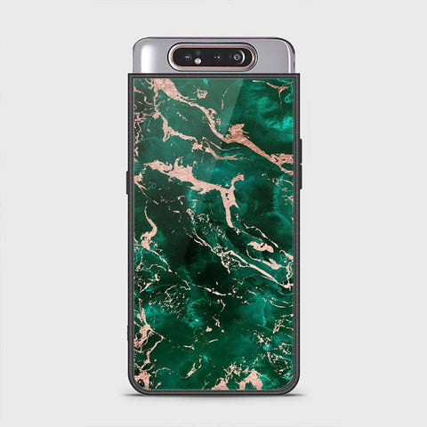 Samsung Galaxy A80 Cover - Colorful Marble Series - HQ Ultra Shine Premium Infinity Glass Soft Silicon Borders Case