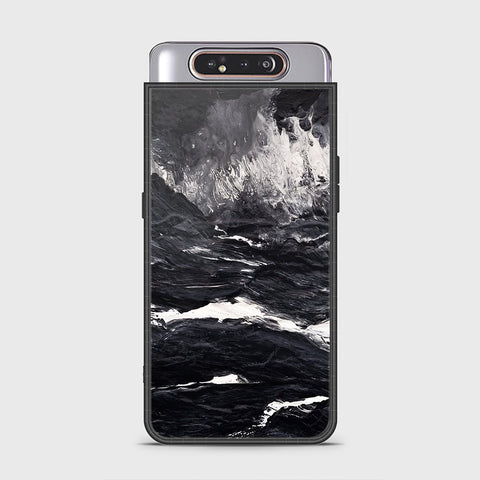 Samsung Galaxy A80 Cover - Black Marble Series - HQ Ultra Shine Premium Infinity Glass Soft Silicon Borders Case