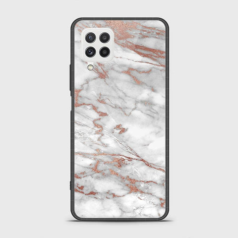 Samsung Galaxy A22 Cover - White Marble Series 2 - HQ Ultra Shine Premium Infinity Glass Soft Silicon Borders Case