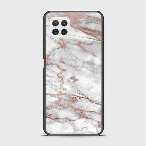 Samsung Galaxy M22 Cover - White Marble Series 2 - HQ Ultra Shine Premium Infinity Glass Soft Silicon Borders Case