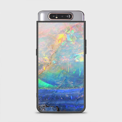 Samsung Galaxy A80 Cover - Colorful Marble Series - HQ Ultra Shine Premium Infinity Glass Soft Silicon Borders Case