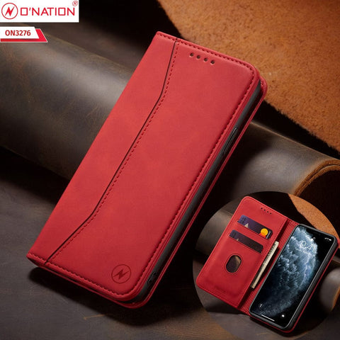 Oppo Reno 5 5G Cover - Red - ONation Business Flip Series - Premium Magnetic Leather Wallet Flip book Card Slots Soft Case