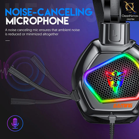 G601 RGB Gaming Wired Headphones USB Mic Noise Cancelling Over-Ear Headphones With Mic ( Not Wireless/Bluetooth )