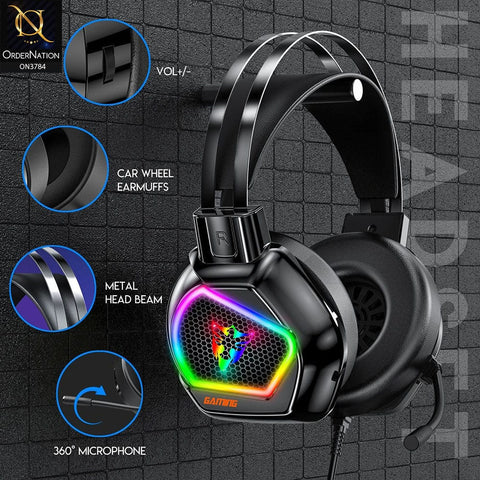 G601 RGB Gaming Wired Headphones USB Mic Noise Cancelling Over-Ear Headphones With Mic ( Not Wireless/Bluetooth )