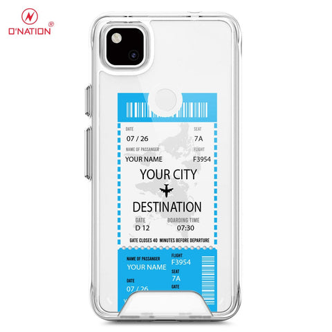 Google Pixel 4a 4G Cover - Personalised Boarding Pass Ticket Series - 5 Designs - Clear Phone Case - Soft Silicon Borders