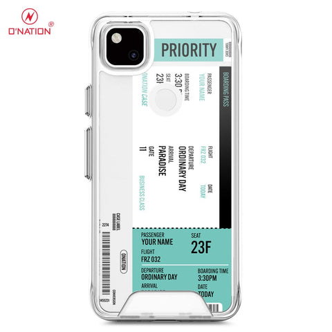 Google Pixel 4a 4G Cover - Personalised Boarding Pass Ticket Series - 5 Designs - Clear Phone Case - Soft Silicon Borders