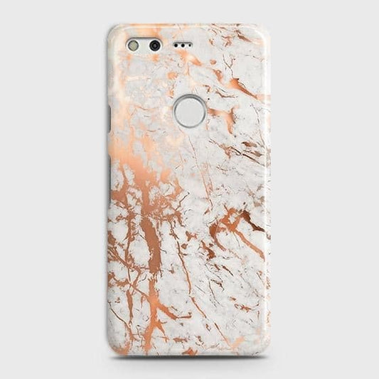 Google Pixel Cover - In Chic Rose Gold Chrome Style Printed Hard Case with Life Time Colors Guarantee