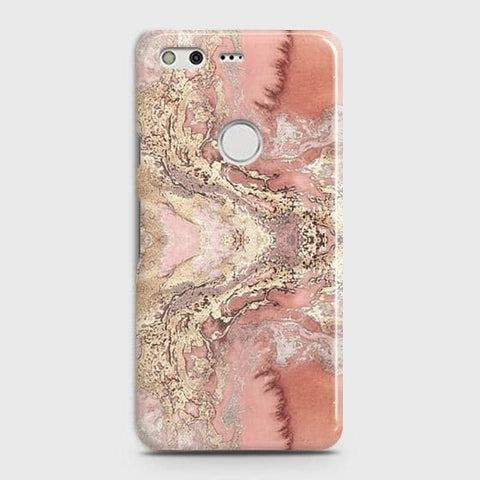 Google Pixel Cover - Trendy Chic Rose Gold Marble Printed Hard Case with Life Time Colors Guarantee