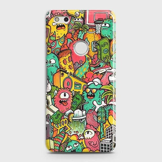 Google Pixel Cover - Matte Finish - Candy Colors Trendy Sticker Collage Printed Hard Case with Life Time Colors Guarantee