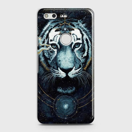 Google Pixel XL Cover - Vintage Galaxy Tiger Printed Hard Case with Life Time Colors Guarantee