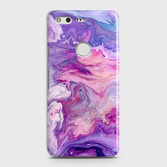 Google Pixel XL Cover - Chic Blue Liquid Marble Printed Hard Case with Life Time Colors Guarantee