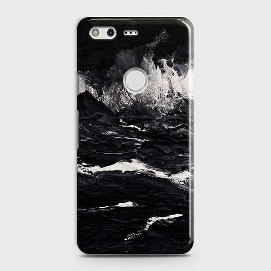 Google Pixel XL Cover - Black Ocean Marble Trendy Printed Hard Case with Life Time Colors Guarantee