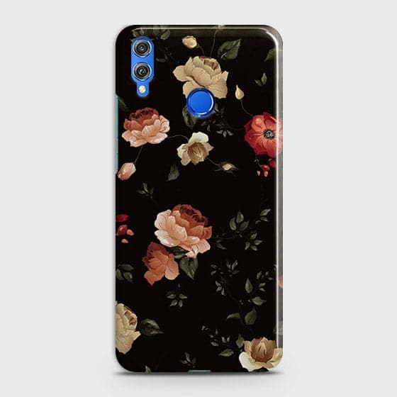 Huawei Honor 8C Cover - Matte Finish - Dark Rose Vintage Flowers Printed Hard Case with Life Time Colors Guarantee
