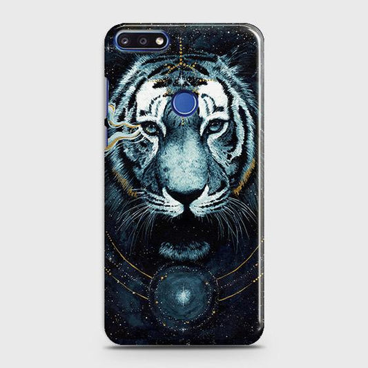 Huawei Honor 7C Cover - Vintage Galaxy Tiger Printed Hard Case with Life Time Colors Guarantee b48