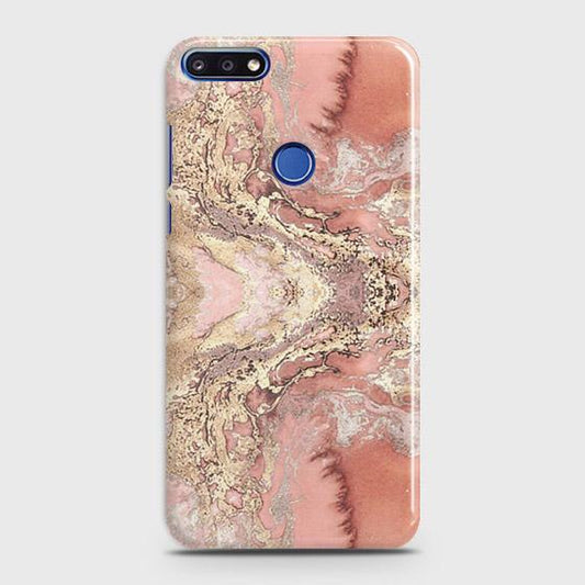 Huawei Honor 7C Cover - Trendy Chic Rose Gold Marble Printed Hard Case with Life Time Colors Guarantee