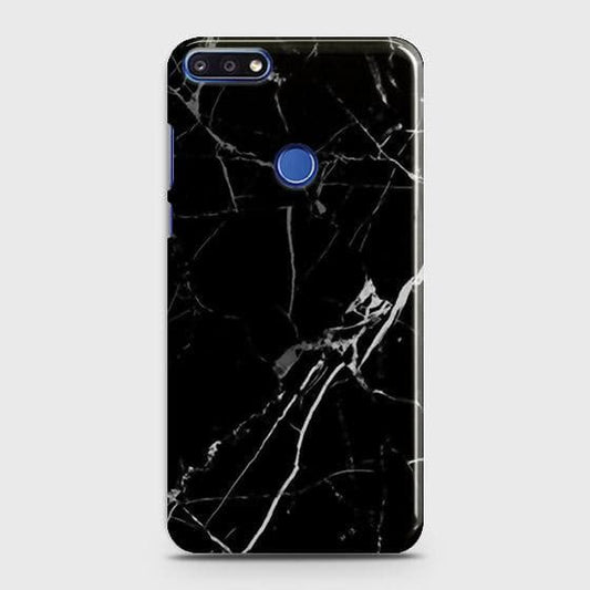 Huawei Honor 7C Cover - Black Modern Classic Marble Printed Hard Case with Life Time Colors Guarantee