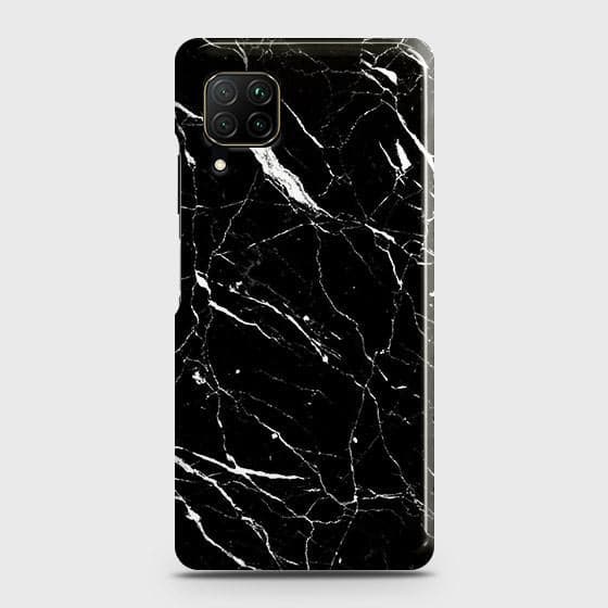 Huawei Nova 7i Cover - Trendy Black Marble Printed Hard Case with Life Time Colors Guarantee