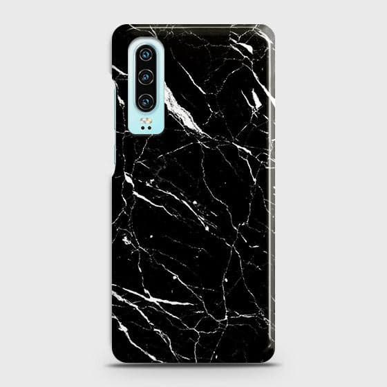 Huawei P30 Cover - Trendy Black Marble Printed Hard Case with Life Time Colors Guarantee