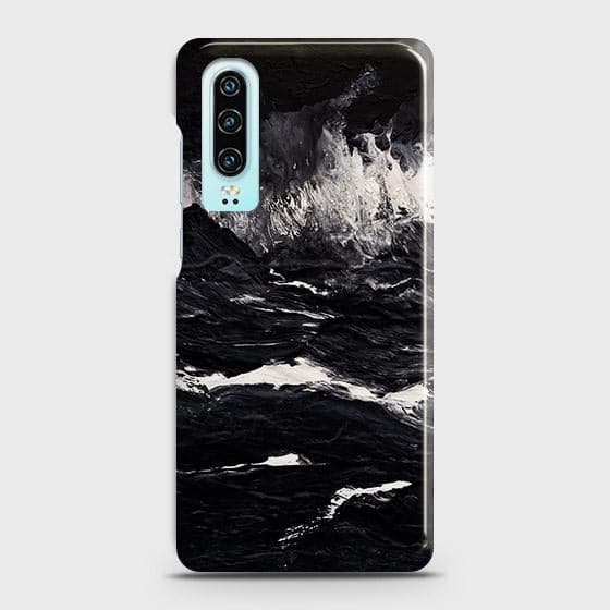 Huawei P30 Cover - Black Ocean Marble Trendy Printed Hard Case with Life Time Colors Guarantee (1)