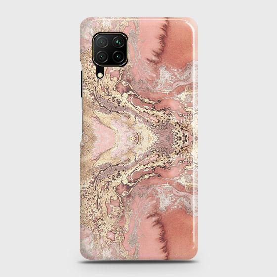 Huawei P40 lite Cover - Trendy Chic Rose Gold Marble Printed Hard Case with Life Time Colors Guarantee