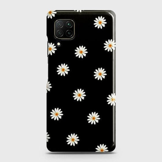 Huawei P40 lite Cover - Matte Finish - White Bloom Flowers with Black Background Printed Hard Case with Life Time Colors Guarantee