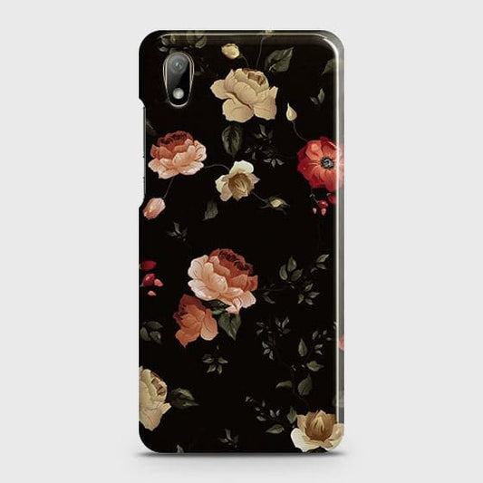 Huawei Y5 2019 Cover - Matte Finish - Dark Rose Vintage Flowers Printed Hard Case with Life Time Colors Guarantee