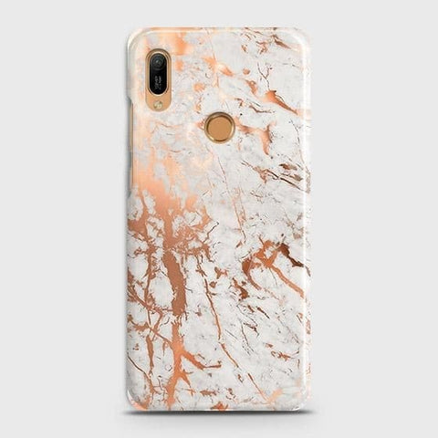 Huawei Y6 2019 Cover - In Chic Rose Gold Chrome Style Printed Hard Case with Life Time Colors Guarantee