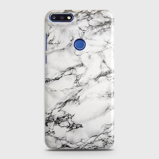 Honor 7A Cover - Matte Finish - Trendy Mysterious White Marble Printed Hard Case with Life Time Colors Guarantee
