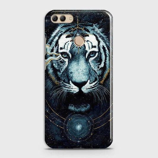 Huawei Y9 2018 Cover - Vintage Galaxy Tiger Printed Hard Case with Life Time Colors Guarantee