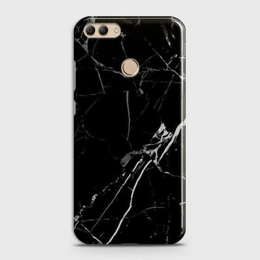 Huawei Y9 2018 Cover - Black Modern Classic Marble Printed Hard Case with Life Time Colors Guarantee