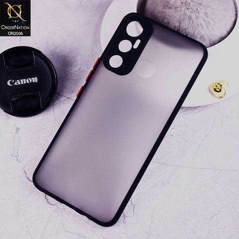 Infinix Hot 11 Cover - Black - New Semi Tranparent Color Borders Matte Hard PC Protective Case