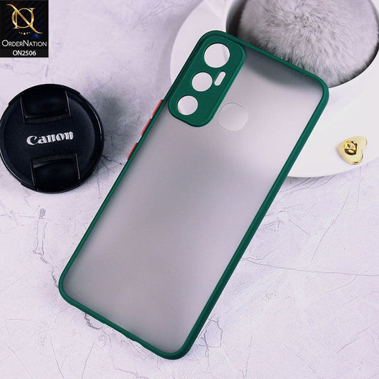 Infinix Hot 11 Cover - Green - New Semi Tranparent Color Borders Matte Hard PC Protective Case