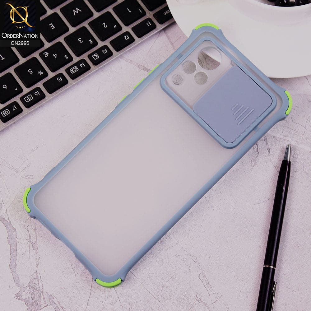 Vivo V21 - Gray - Shockproof Bumper Color Border Semi Transparent Camera Slide Protection Case