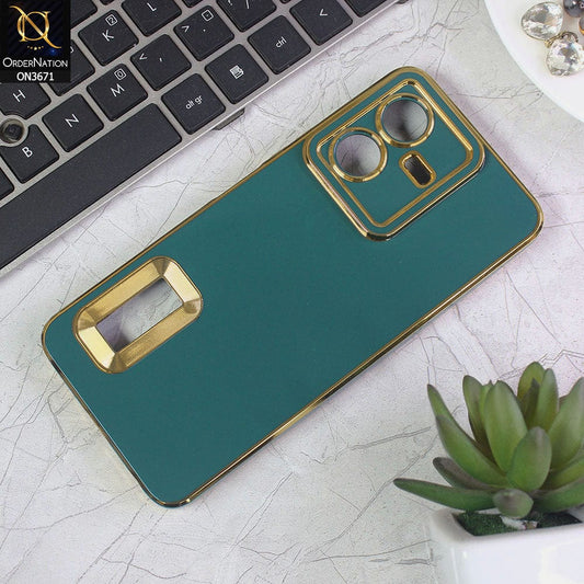 Vivo Y22 Cover - Green - All New Electroplating Borders With Logo Hole Protective Soft Silicon Case