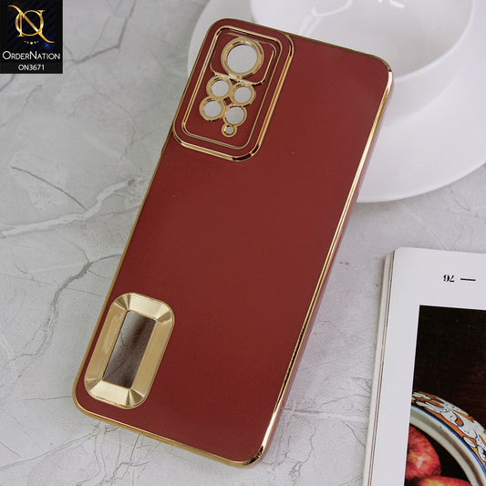Xiaomi Redmi Note 11 Cover - Maroon - All New Electroplating Borders With Logo Hole Protective Soft Silicon Case