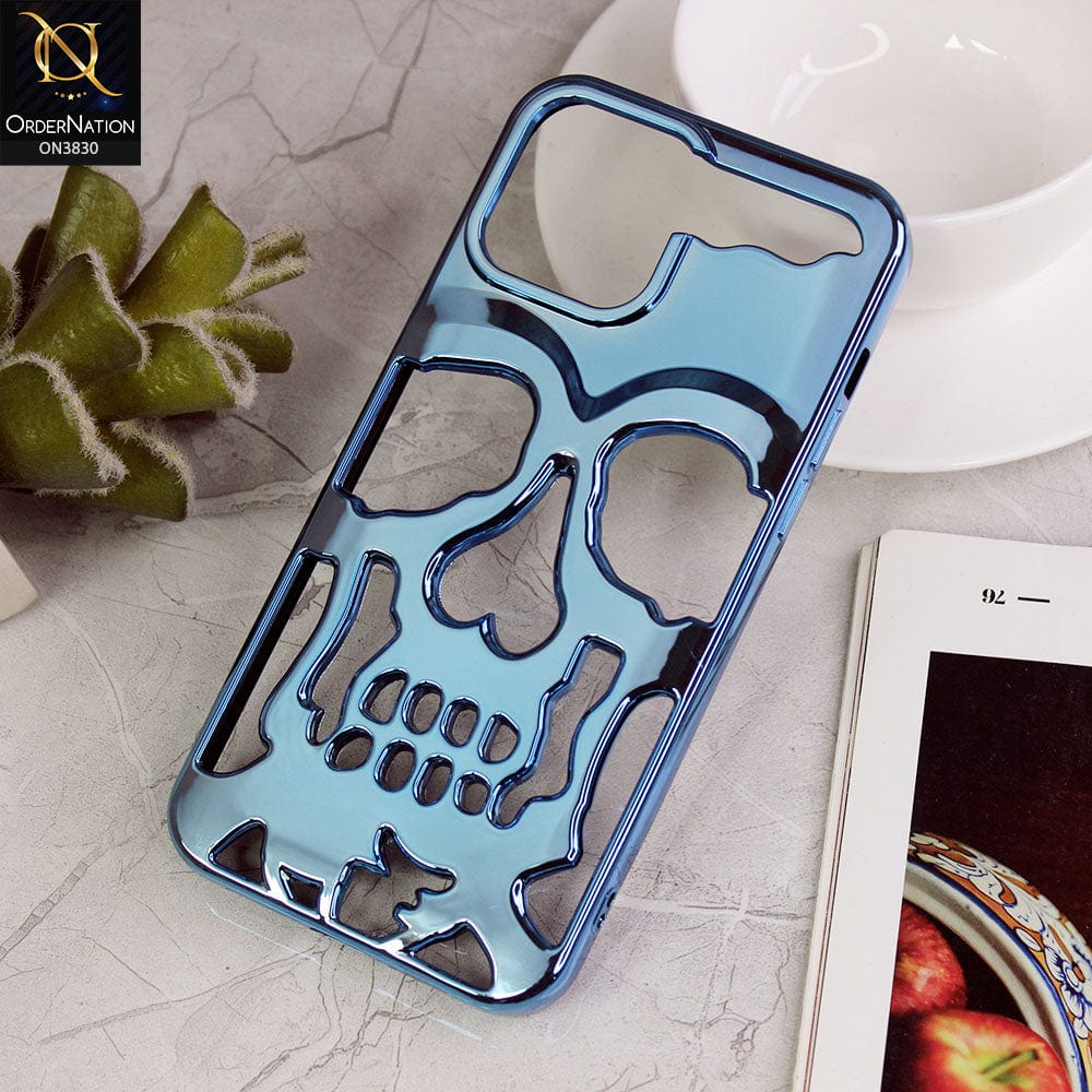 iPhone 13 Pro Max Cover - Blue -  Electroplating Hollow Shell Soft Borders Case