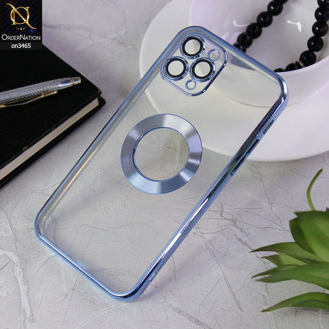 iPhone 11 Pro Cover - Sierra Blue - Soft Color Borders Logo Hole With Camera Protection Clear Back Case