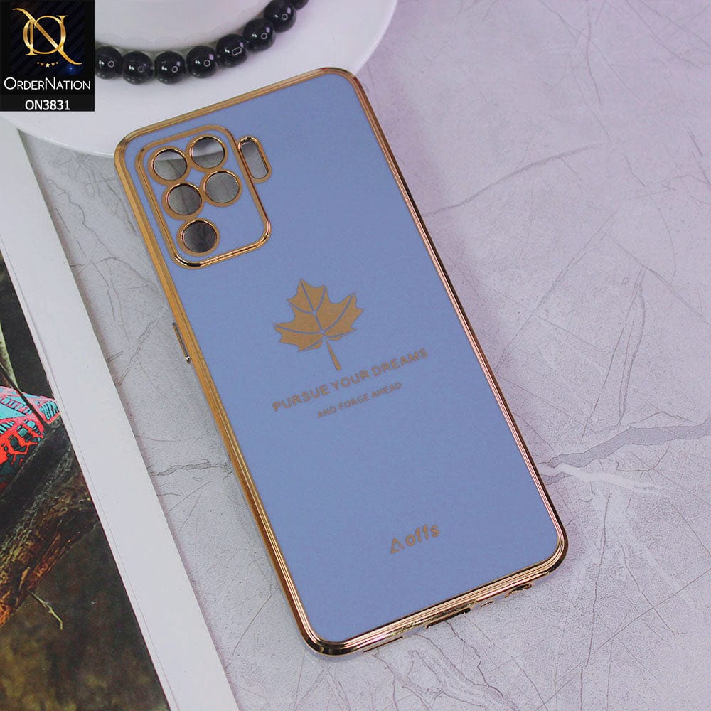 Oppo A94 Cover - Design 4 - New Electroplating Borders Maple Leaf Camera Protection Soft Silicone Case