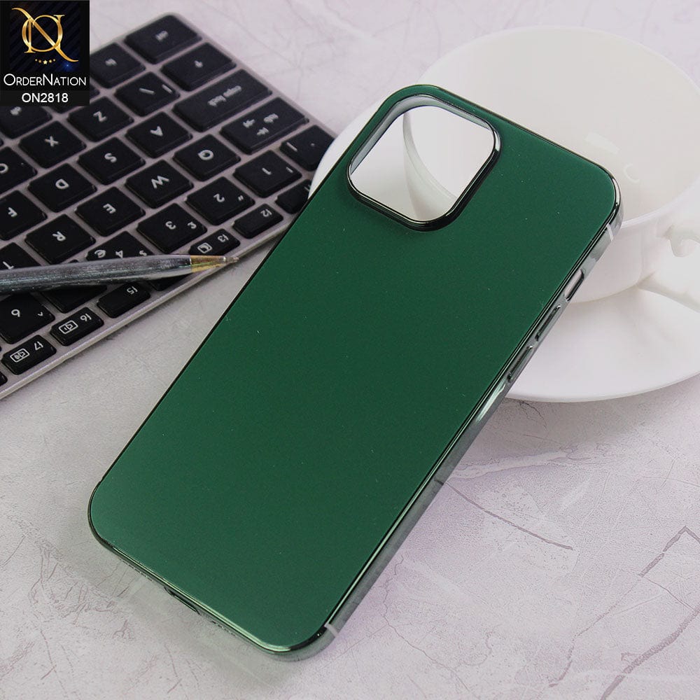 iPhone 13 Pro Max Cover - Dark Green - Matt Look Shiny Borders Soft Case