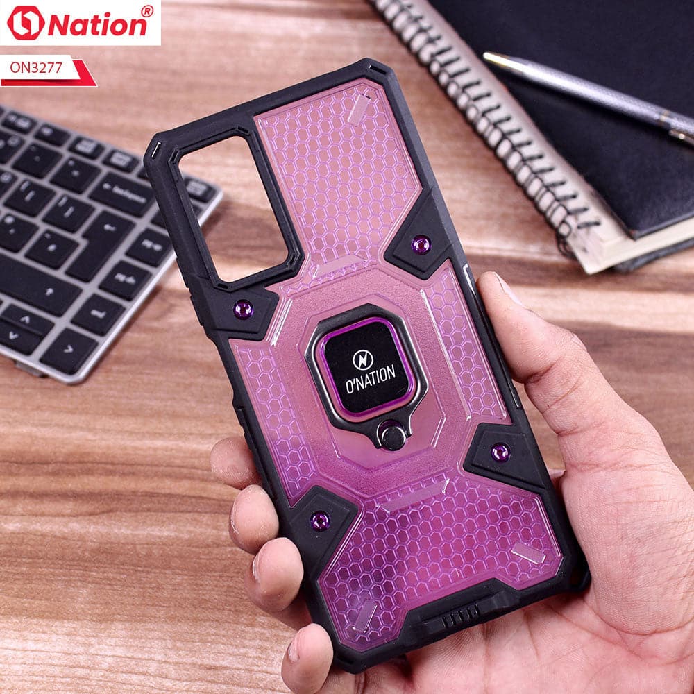 Xiaomi Redmi Note 11 Pro Plus 5G Cover - Purple -  ONation BIBERCAS Series - Honeycomb Shockproof Space Capsule With Magnetic Ring Holder Soft Case