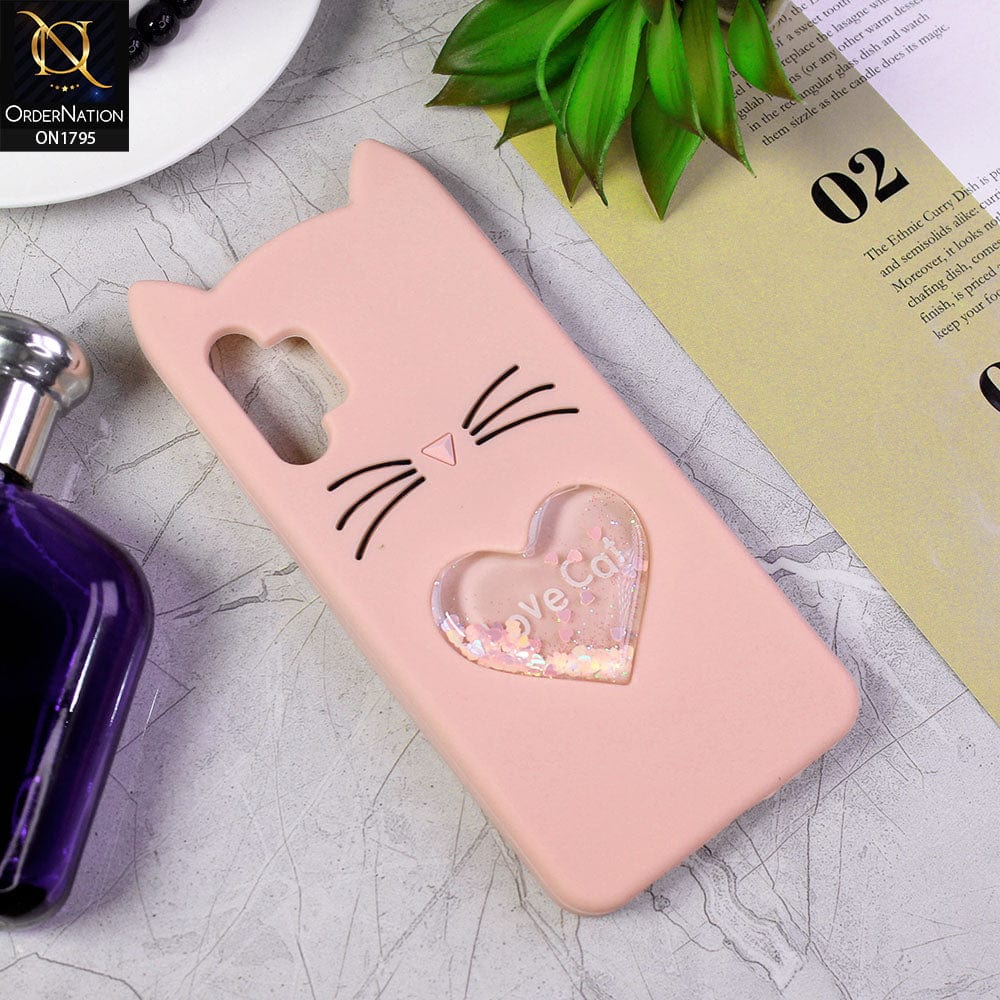 Samsung Galaxy A32 Cover - Pink - Rubberized Love Heart Soft Cartoon Case