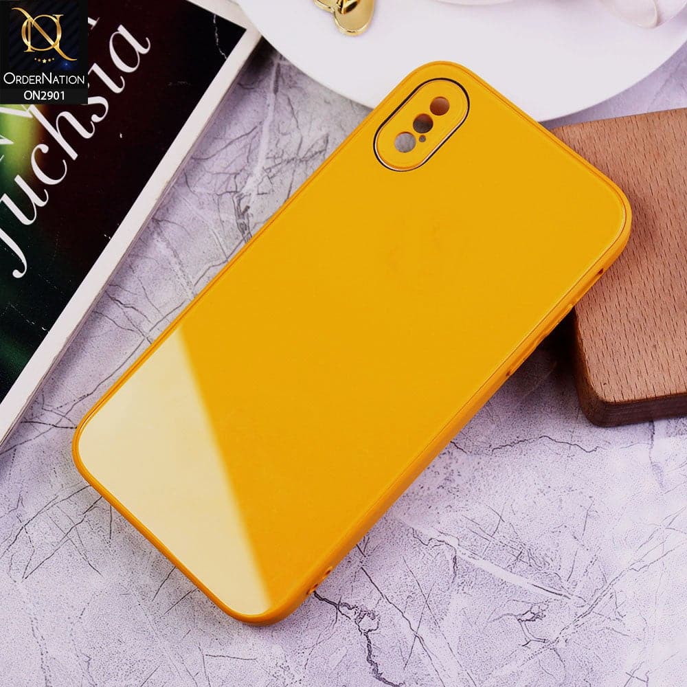 iPhone XS / X - Yellow - New Glossy Shine Soft Borders Camera Protection Back Case