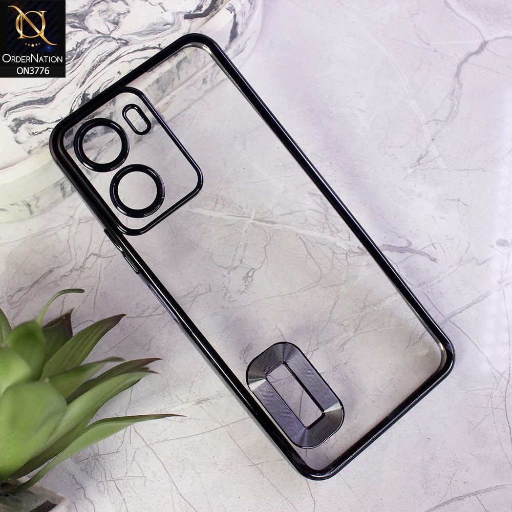 Vivo Y02s Cover - Black - Electroplating Borders Logo Hole Camera Lens Protection Soft Silicone Case