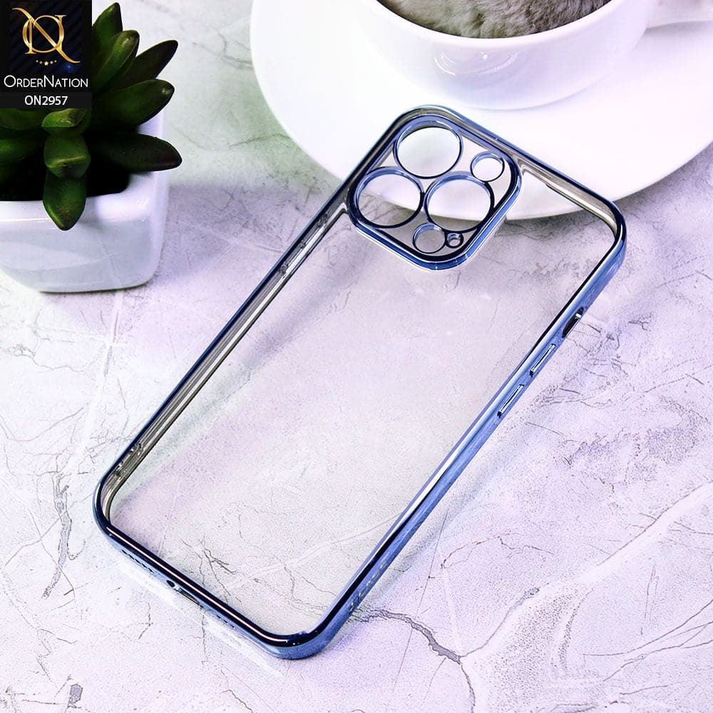 iPhone 13 Pro Max Cover - Seirra Blue - J-Case Soft Color Borders Camera Protection Clear Back Case