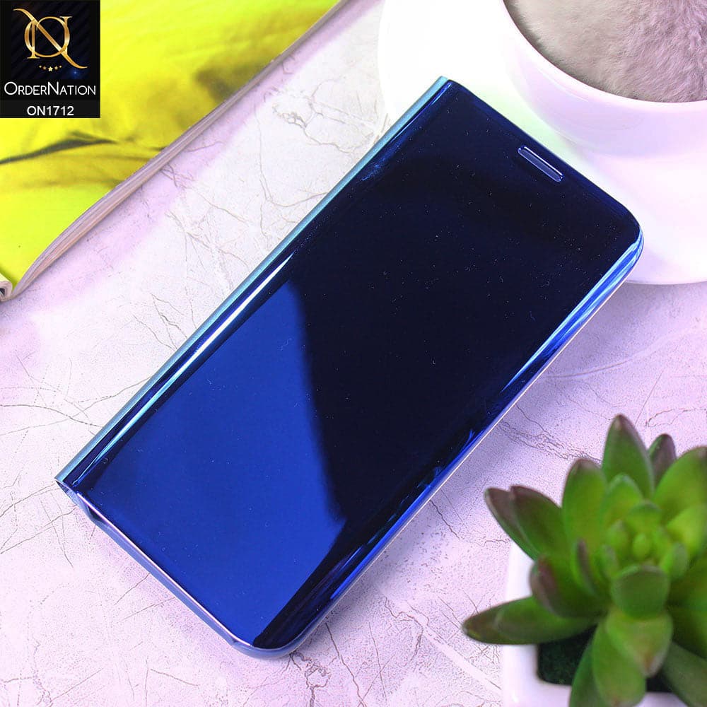 Samsung Galaxy S7 Edge Cover - Blue - New Luxury Mirror View QR Flip Book Case