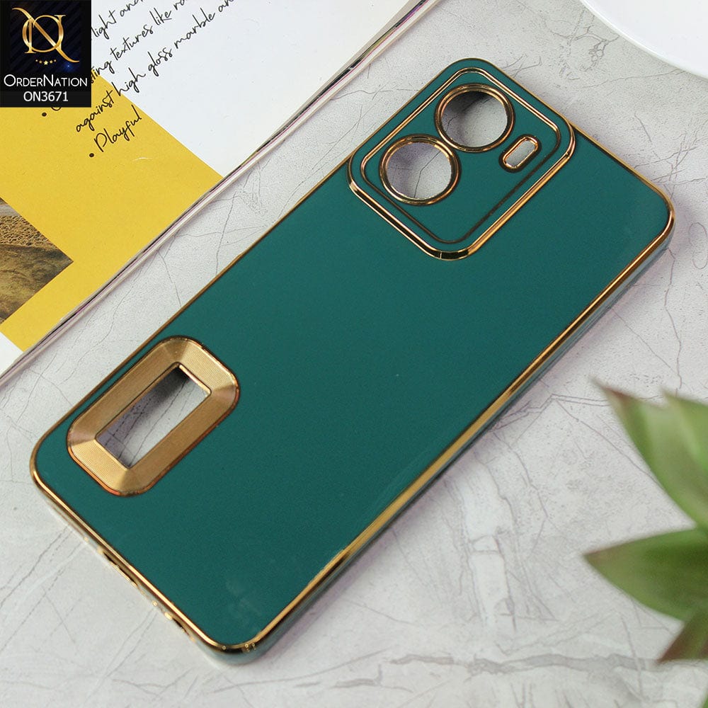 Vivo Y02s Cover - Green -All New Electroplating Borders With Logo Hole Protective Soft Silicon Case