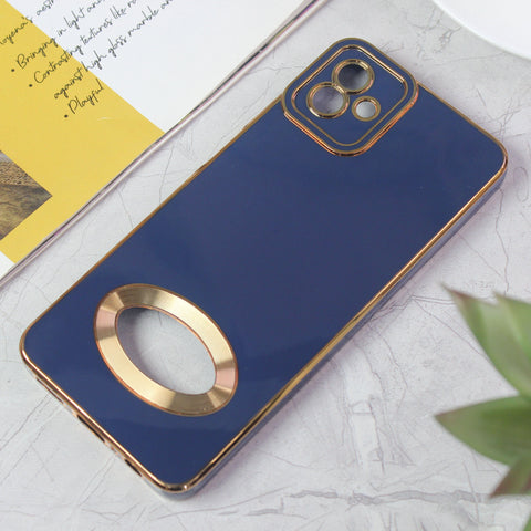 Samsung Galaxy A04 Cover - Blue - All New Electroplating Borders With Logo Hole Protective Soft Silicon Case